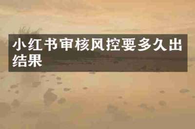 小红书审核风控要多久出结果