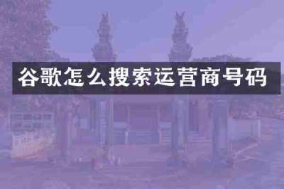 谷歌怎么搜索运营商号码