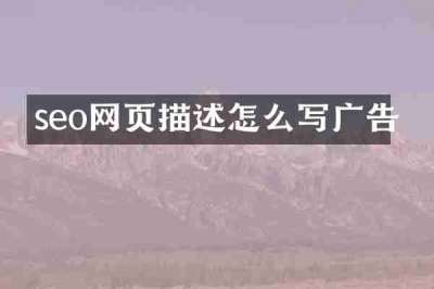 seo网页描述怎么写广告