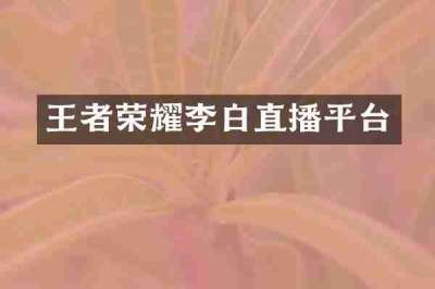 王者荣耀李白直播平台