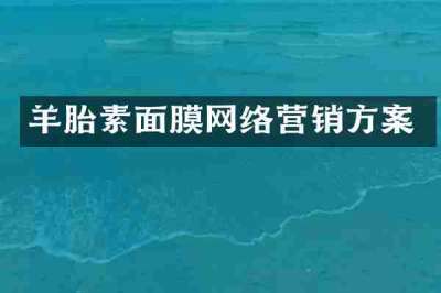 羊胎素面膜网络营销方案