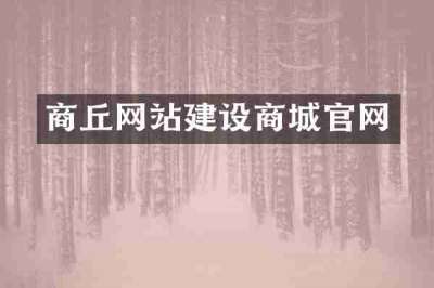 商丘网站建设商城官网