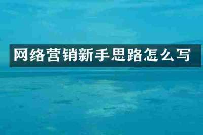 网络营销新手思路怎么写