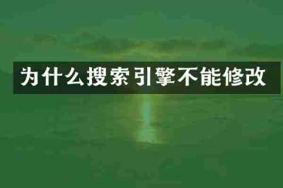 为什么搜索引擎不能修改
