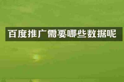 百度推广需要哪些数据呢