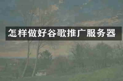 怎样做好谷歌推广服务器