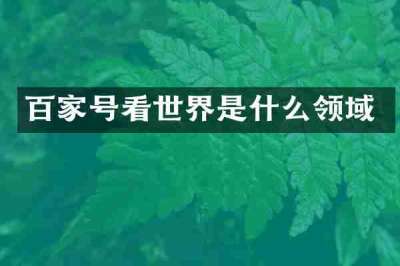 百家号看世界是什么领域