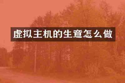 虚拟主机的生意怎么做