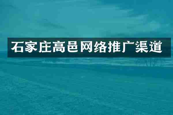 石家庄高邑网络推广渠道