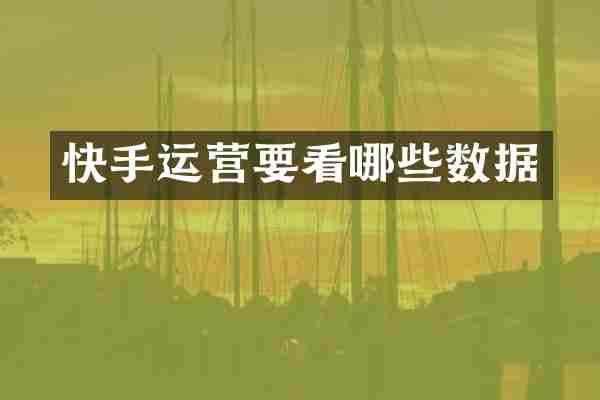 快手运营要看哪些数据