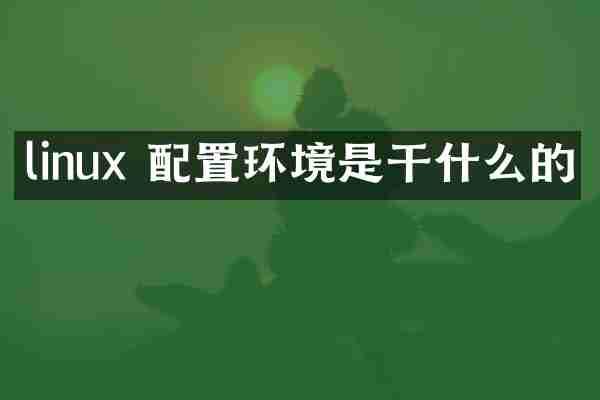 linux 配置环境是干什么的