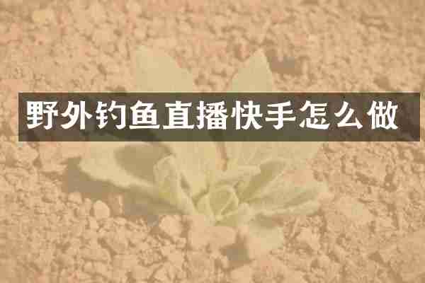 野外钓鱼直播快手怎么做