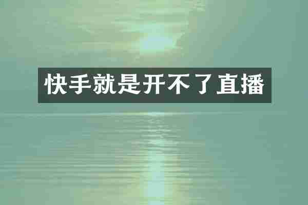 快手就是开不了直播