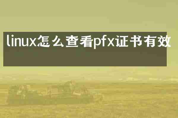 linux怎么查看pfx证书有效期
