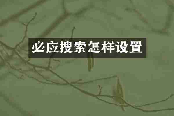 必应搜索怎样设置