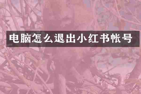 电脑怎么退出小红书帐号