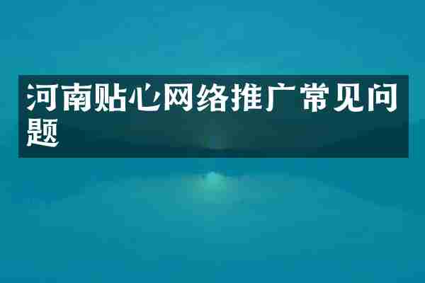 河南贴心网络推广常见问题