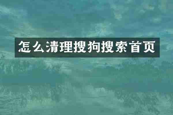 怎么清理搜狗搜索首页