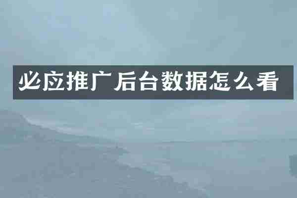 必应推广后台数据怎么看