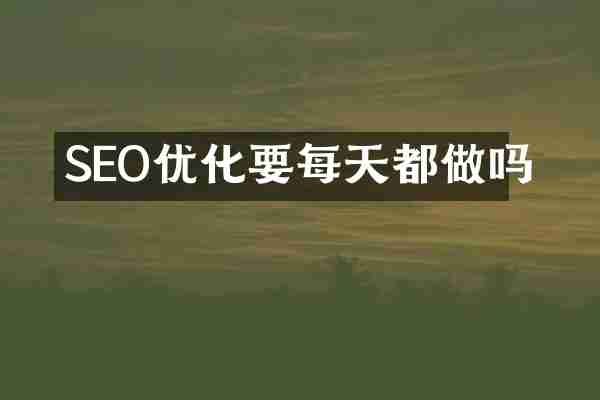 SEO优化要每天都做吗