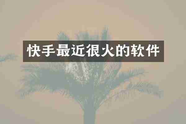 快手最近很火的软件