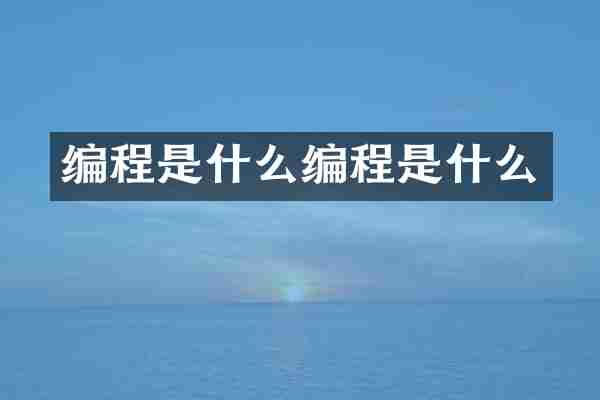 编程是什么编程是什么