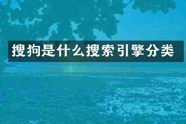 搜狗是什么搜索引擎分类