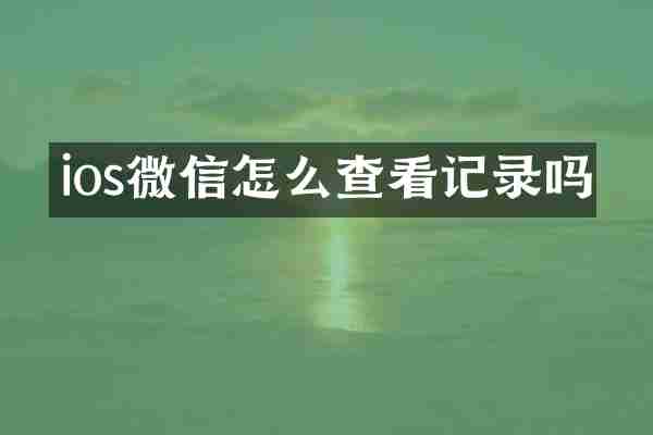 ios微信怎么查看记录吗