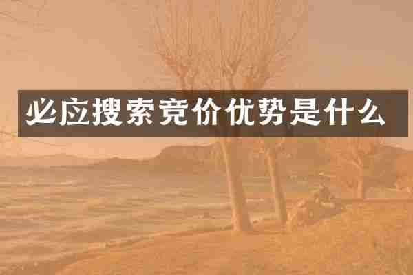 必应搜索竞价优势是什么