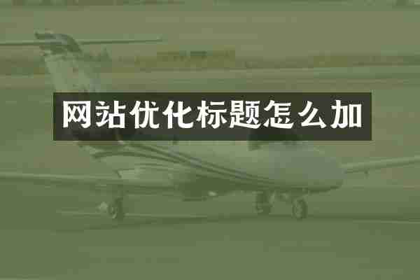 网站优化标题怎么加