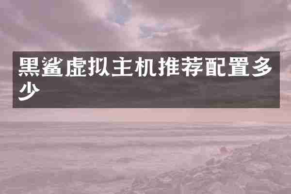 黑鲨虚拟主机推荐配置多少