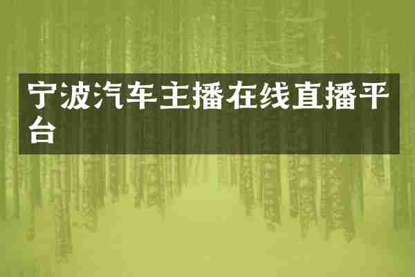 宁波汽车主播在线直播平台