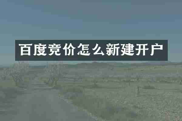 百度竞价怎么新建开户