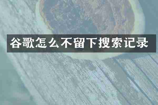 谷歌怎么不留下搜索记录