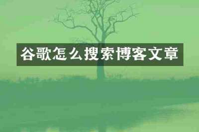 谷歌怎么搜索博客文章