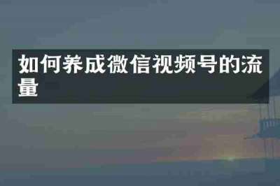 如何养成微信视频号的流量