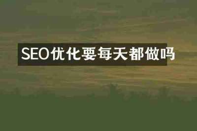 SEO优化要每天都做吗