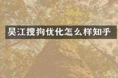 吴江搜狗优化怎么样知乎