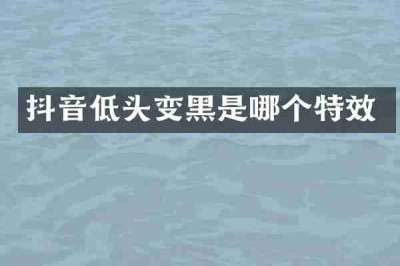 抖音低头变黑是哪个特效