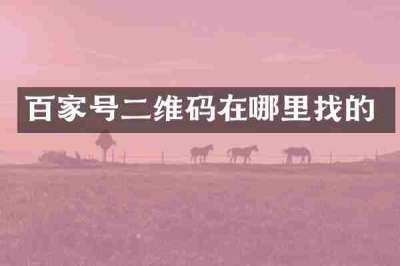 百家号二维码在哪里找的