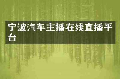 宁波汽车主播在线直播平台