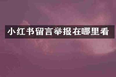 小红书留言举报在哪里看