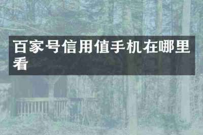 百家号信用值手机在哪里看