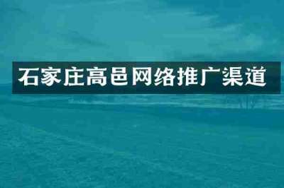 石家庄高邑网络推广渠道