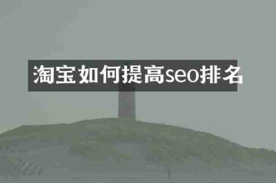 淘宝如何提高seo排名