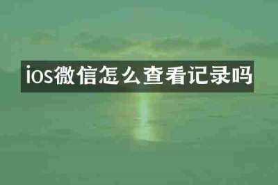 ios微信怎么查看记录吗