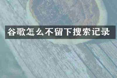 谷歌怎么不留下搜索记录