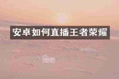安卓如何直播王者荣耀