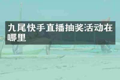 九尾快手直播抽奖活动在哪里