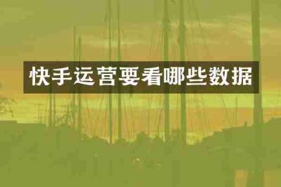快手运营要看哪些数据